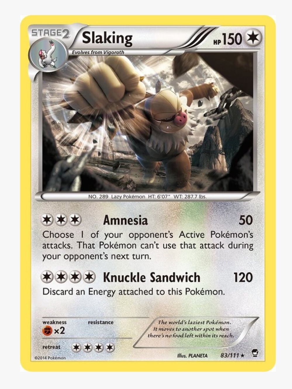 Slaking XY Furious Fists Pokemon Trading Card